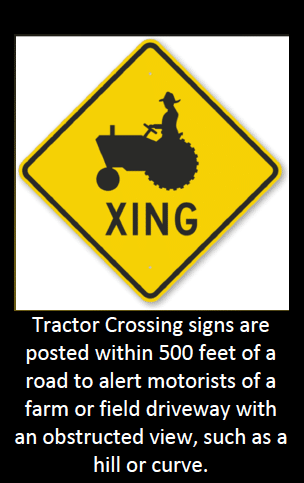 TRACTOR CROSSING SIGN Riding Lawn Mower Country Garden Farm Safety Plaque 